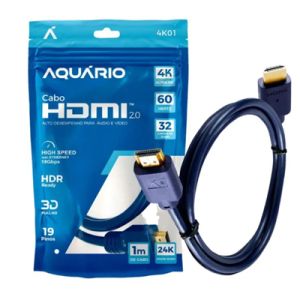 CABO HDMI 1M 2.0 4K 3D 19 PINOS 4K01 AQUARIO