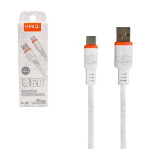 CABO USB TIPO-C 1M 3A KD-31C BRANCO KAIDI