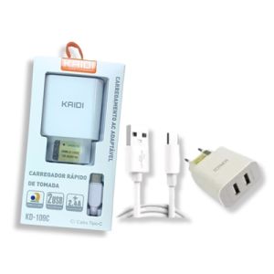 CARREGADOR TIPO-C 2.4A 2 USB KD-109C KAIDI