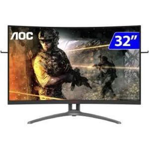 MONITOR GAMER AOC AGON 32 CURVO 165HZ 1MS FREESYNC PRETO / EFEITOS LUMINOSOS RGB