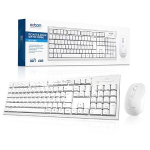 TECLADO E MOUSE SEM FIO COMBO BK-S1000K EXBOM 2.4GHZ BRANCO