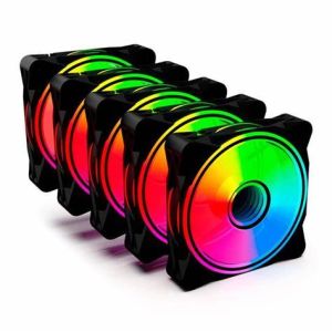 KIT FAN GAMER ONE POWER RADIANT X5 COM 5 FANS RGB PRETO FN-702 ONEPOWER