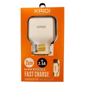 CARREGADOR V8 2.4A 2 USB KD-605S KAIDI