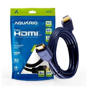 CABO HDMI 3M 2.0 4K 3D 19 PINOS 4K03 AQUARIO