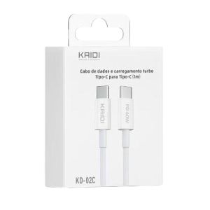 CABO TIPO-C X TIPO-C 1M KD-02C BRANCO KAIDI